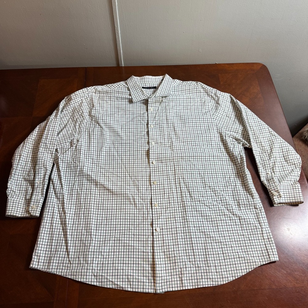 Synrgy‎ Tattersall Check Dress Shirt 100% Cotton XXL Long Sleeve Button Front